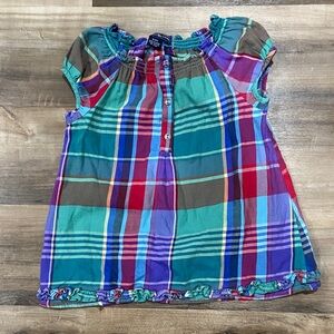 $2 - American Living Colorful Plaid Kids Blouse